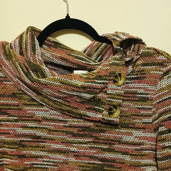 Women's Ruby Rd Colorful Artsy Mock Neck Boho Sweater XS - Picture 2 of 9